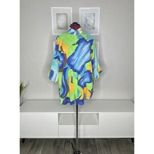 Dilemma New York Shirt Women's One Size Abstract Artsy Button Up Organic Cotton‎